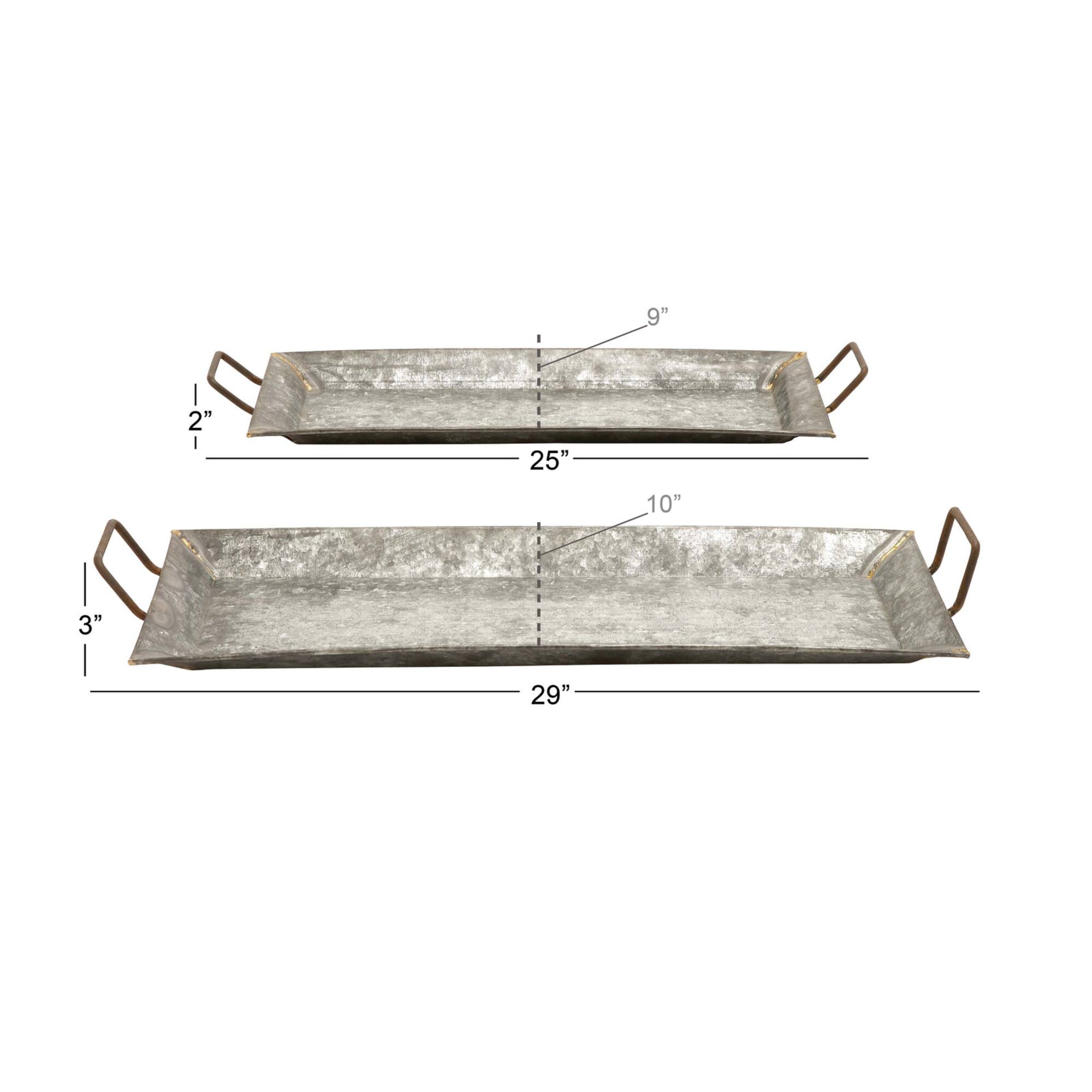 Gray Metal Farmhouse Tray Set